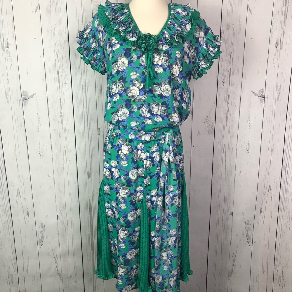 Diane Freis | vintage  dress green white floral